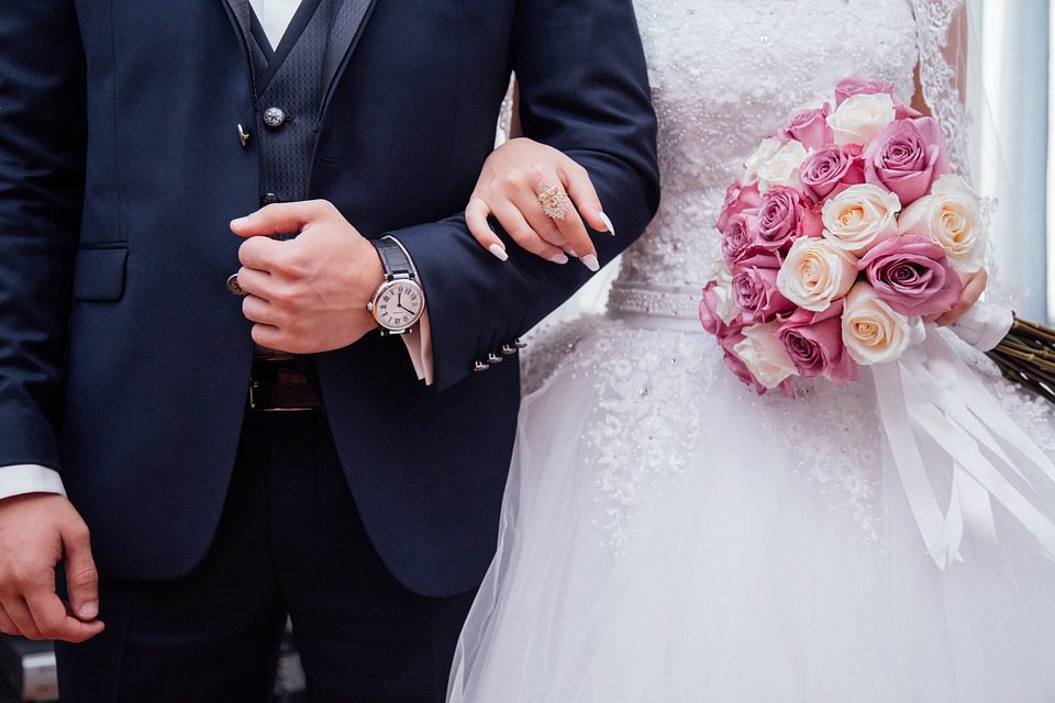 couple in wedding dress