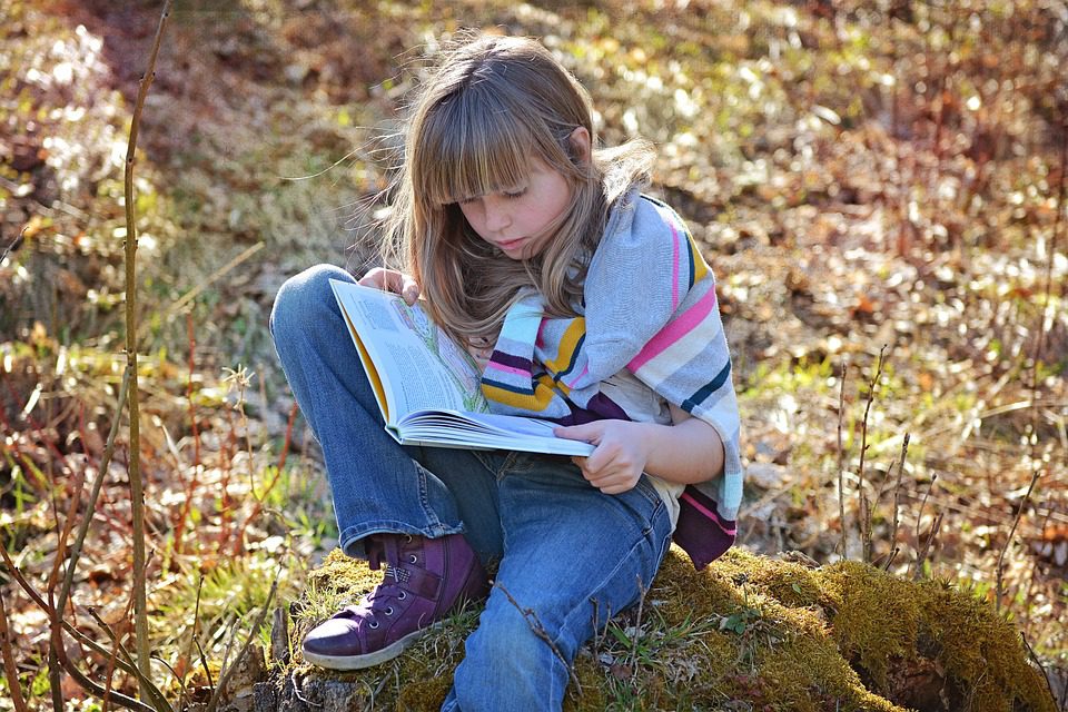 a children reading a book